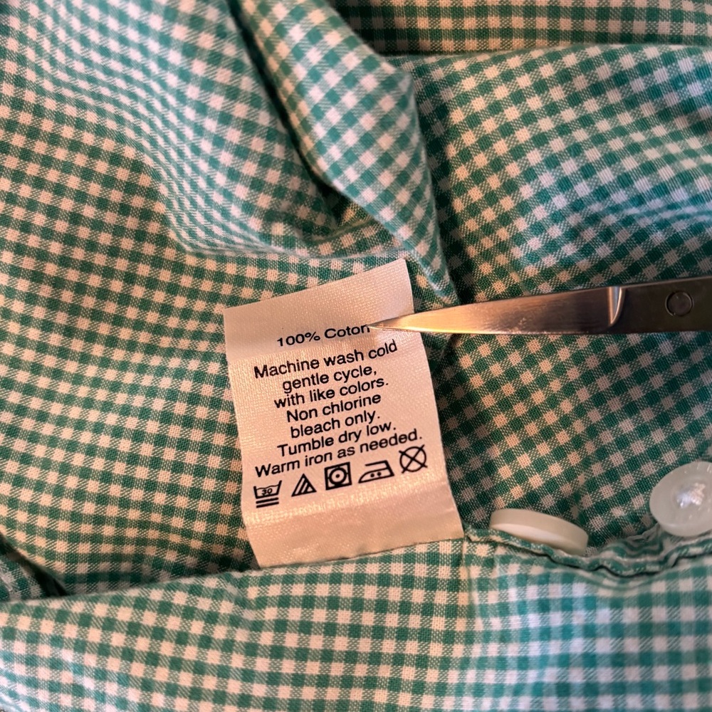 J. Crew green gingham button down, medium - Picture 5 of 7